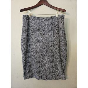 Express‎ Elastic Waist Skirt  size L Blk White  Pencil Straight Knee Length